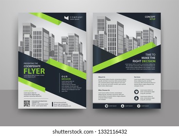 Business abstract vector template for Brochure, AnnualReport, Magazine, Poster, Corporate Presentation, Portfolio, Flyer, Market, infographic with green and black color size A4, Front and back.