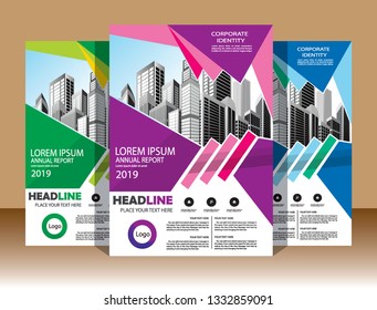 Business abstract vector template Brochure design cover modern layout annual report
poster flyer in A4 with colorful triangles geometric shapes for tech science market with light background