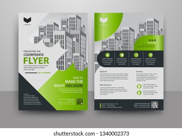 Business abstract vector template for Brochure, AnnualReport, Magazine, Poster, Corporate Presentation, Portfolio, Flyer, Market, infographic with green and blue color size A4, Front and back.