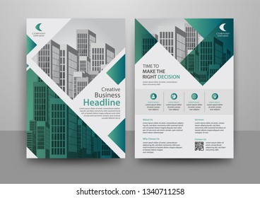 Business abstract vector template for Brochure, AnnualReport, Magazine, Poster, Corporate Presentation, Portfolio, Flyer, Market, infographic with 
green color size A4, Front and back.