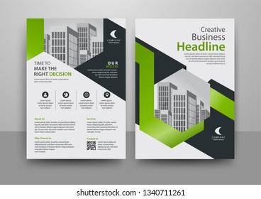 Business abstract vector template for Brochure, AnnualReport, Magazine, Poster, Corporate Presentation, Portfolio, Flyer, Market, infographic with 
green and blue color size A4, Front and back.