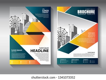 Business abstract vector template. Brochure design, cover modern layout, annual report, poster, flyer in A4 with colorful triangles, geometric shapes for tech, science, market with light background