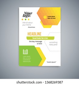 Business abstract vector template. Brochure design, cover modern layout, annual report, poster, flyer in A4 with colorful triangles, geometric shapes for tech, science, market with light background