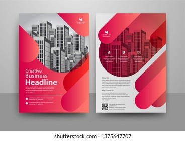 Business abstract vector template for Brochure, AnnualReport, Magazine, Poster, Corporate Presentation, Portfolio, Flyer, Market, infographic with pink color size A4, Front and back