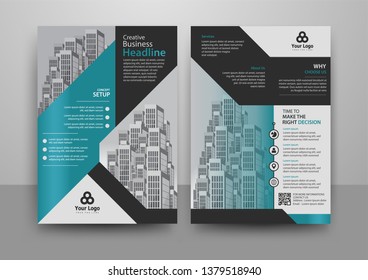 Business abstract vector template for Brochure, AnnualReport, Magazine, Poster, Corporate Presentation, Portfolio, Flyer, Market, infographic with blue and blackcolor size A4, Front and back