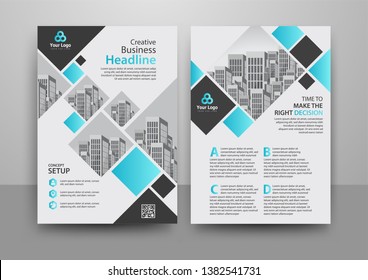 Business abstract vector template for Brochure, AnnualReport, Magazine, Poster, Corporate Presentation, Portfolio, Flyer, Market, infographic with blue and blue color size A4, Front and back