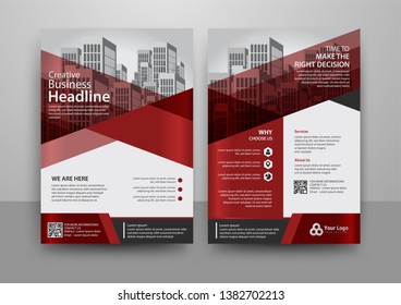 Business abstract vector template for Brochure, AnnualReport, Magazine, Poster, Corporate Presentation, Portfolio, Flyer, Market, infographic with red and black color size A4, Front and back