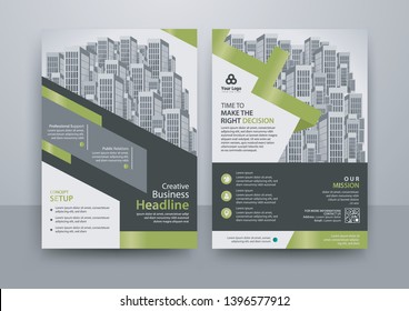 Business abstract vector template for Brochure, AnnualReport, Magazine, Poster, Corporate Presentation, Portfolio, Flyer, Market, infographic with green and black color size A4, Front and back 