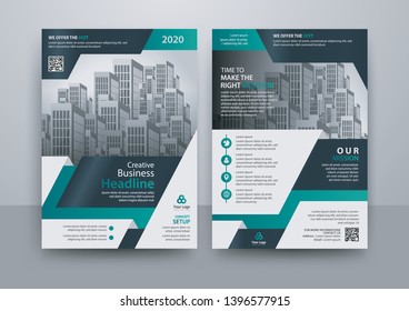 Business abstract vector template for Brochure, AnnualReport, Magazine, Poster, Corporate Presentation, Portfolio, Flyer, Market, infographic with green and blue color size A4, Front and back 