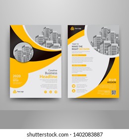Business abstract vector template for Brochure, AnnualReport, Magazine, Poster, Corporate Presentation, Portfolio, Flyer, Market, infographic with yellow and brown color size A4, Front and back 