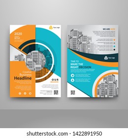 Business abstract vector template for Brochure, AnnualReport, Magazine, Poster, Corporate Presentation, Portfolio, Flyer, Market, infographic with yellow and blue color size A4, Front and back.