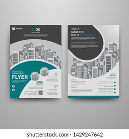 Business abstract vector template for Brochure, AnnualReport, Magazine, Poster, Corporate Presentation, Portfolio, Flyer, Market, infographic with blue and green color size A4, Front and back.
