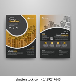 Business abstract vector template for Brochure, AnnualReport, Magazine, Poster, Corporate Presentation, Portfolio, Flyer, Market, infographic with yellow and black color size A4, Front and back.