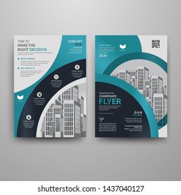 Business abstract vector template for Brochure, AnnualReport, Magazine, Poster, Corporate Presentation, Portfolio, Flyer, Market, infographic with blue color size A4, Front and back.