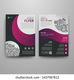 Business abstract vector template for Brochure, Annual Report, Magazine, Poster, Corporate Presentation, Portfolio, Flyer, Market, infographic with purple and black color size A4, Front and back.