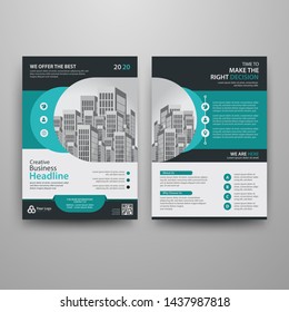 Business abstract vector template for Brochure, Annual Report, Magazine, Poster, Corporate Presentation, Portfolio, Flyer, Market, infographic with blue and black color size A4, Front and back.