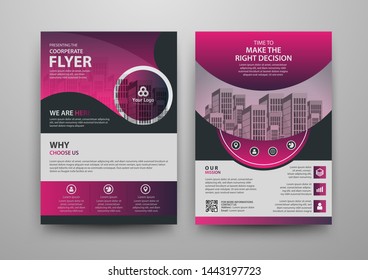 Business abstract vector template for Brochure, AnnualReport, Magazine, Poster, Corporate Presentation, Portfolio, Flyer, Market, infographic with purple and black color size A4, Front and back.