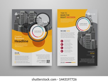 Business abstract vector template for Brochure, AnnualReport, Magazine, Poster, Corporate Presentation, Portfolio, Flyer, Market, infographic with yellow and black color size A4, Front and back.