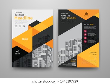 Business abstract vector template for Brochure, AnnualReport, Magazine, Poster, Corporate Presentation, Portfolio, Flyer, Market, infographic with yellow and black color size A4, Front and back.