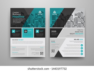 Business abstract vector template for Brochure, AnnualReport, Magazine, Poster, Corporate Presentation, Portfolio, Flyer, Market, infographic with blue and black color size A4, Front and back.
