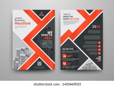 Business abstract vector template for Brochure, AnnualReport, Magazine, Poster, Corporate Presentation, Portfolio, Flyer, Market, infographic with orange and blue color size A4, Front and back.