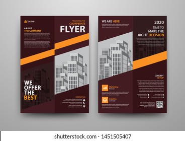 Business abstract vector template for Brochure, AnnualReport, Magazine, Poster, Corporate Presentation, Portfolio, Flyer, Market, infographic with brown color size A4, Front and back. Vector