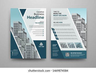 Business abstract vector template for Brochure, AnnualReport, Magazine, Poster, Corporate Presentation, Portfolio, Flyer, Market, infographic with blue color size A4, Front and back.  