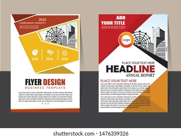 Business abstract vector template for Brochure, AnnualReport, Magazine, Poster, Corporate Presentation, Portfolio, Flyer, Market, infographic with yellow and black color size A4, Front and back.