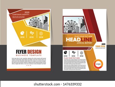 Business abstract vector template for Brochure, AnnualReport, Magazine, Poster, Corporate Presentation, Portfolio, Flyer, Market, infographic with yellow and black color size A4, Front and back.