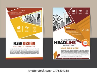 Business abstract vector template for Brochure, AnnualReport, Magazine, Poster, Corporate Presentation, Portfolio, Flyer, Market, infographic with yellow and black color size A4, Front and back.