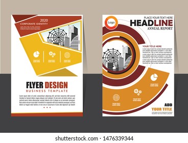 Business abstract vector template for Brochure, AnnualReport, Magazine, Poster, Corporate Presentation, Portfolio, Flyer, Market, infographic with yellow and black color size A4, Front and back.