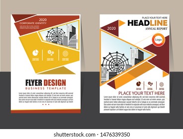 Business abstract vector template for Brochure, AnnualReport, Magazine, Poster, Corporate Presentation, Portfolio, Flyer, Market, infographic with yellow and black color size A4, Front and back.
