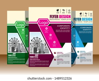 Business abstract vector template Brochure design cover modern layout annual report poster flyer in A4 with colorful triangles geometric shapes for tech science market with light background