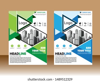 Business abstract vector template Brochure design cover modern layout annual report poster flyer in A4 with colorful triangles geometric shapes for tech science market with light background