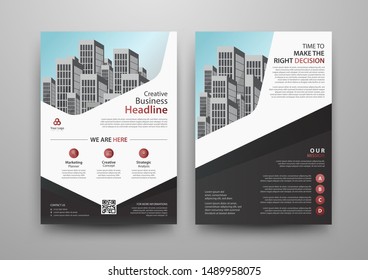Business abstract vector template for Brochure, AnnualReport, Magazine, Poster, Corporate Presentation, Portfolio, Flyer, infographic with red and black color size A4, Front and back. Vector