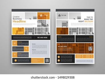 Business abstract vector template for Brochure, AnnualReport, Magazine, Poster, Corporate Presentation, Portfolio, Flyer, infographic with yellow and black color size A4, Front and back. Vector