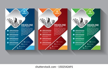 Business abstract vector template. Brochure design, cover modern layout, annual report, poster, flyer in A4 with colorful triangles, geometric shapes for tech, science, market with light background