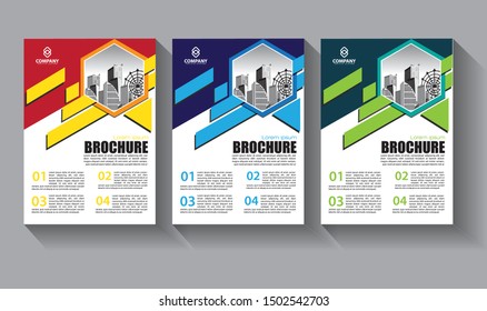 Business abstract vector template. Brochure design, cover modern layout, annual report, poster, flyer in A4 with colorful triangles, geometric shapes for tech, science, market with light background