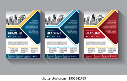 Business abstract vector template. Brochure design, cover modern layout, annual report, poster, flyer in A4 with colorful triangles, geometric shapes for tech, science, market with light background