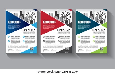 Business abstract vector template. Brochure design, cover modern layout, annual report, poster, flyer in A4 with colorful triangles, geometric shapes for tech, science, market with light background