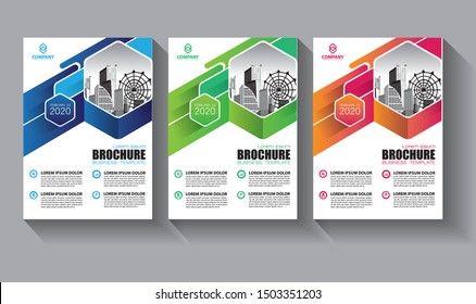Business abstract vector template. Brochure design, cover modern layout, annual report, poster, flyer in A4 with colorful triangles, geometric shapes for tech, science, market with light background