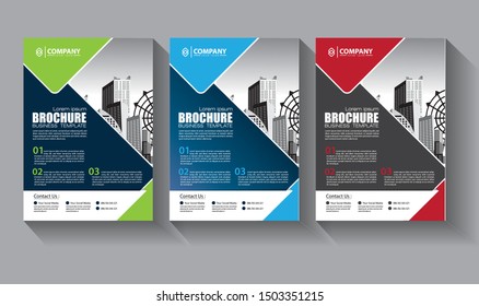 Business abstract vector template. Brochure design, cover modern layout, annual report, poster, flyer in A4 with colorful triangles, geometric shapes for tech, science, market with light background