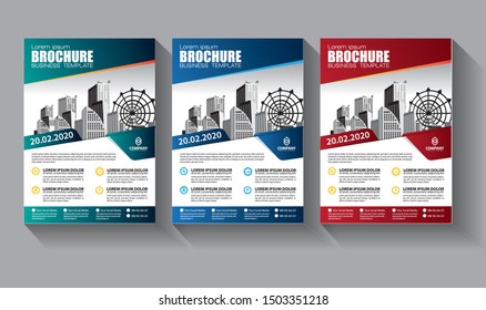 Business abstract vector template. Brochure design, cover modern layout, annual report, poster, flyer in A4 with colorful triangles, geometric shapes for tech, science, market with light background
