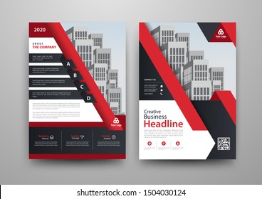 Business Abstract Vector Template For Brochure, AnnualReport, Magazine, Poster, Corporate Presentation, Portfolio, Flyer, Infographic With Red And Black Color Size A4, Front And Back. Vector