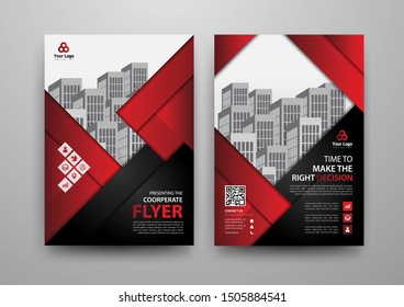 Business abstract vector template for Brochure, AnnualReport, Magazine, Poster, Corporate Presentation, Portfolio, Flyer, infographic with red and black color size A4, Front and back. Vector