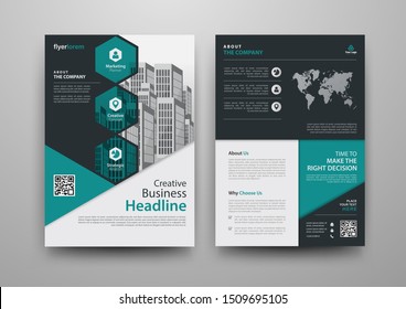 Business abstract vector template for Brochure, Annual Report, Magazine, Poster, Corporate Presentation, Portfolio, Flyer, Market, infographic with blue and black color size A4, Front and back.