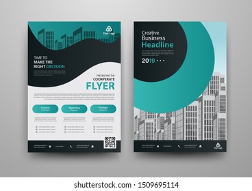 Business abstract vector template for Brochure, Annual Report, Magazine, Poster, Corporate Presentation, Portfolio, Flyer, Market, infographic with blue and black color size A4, Front and back.