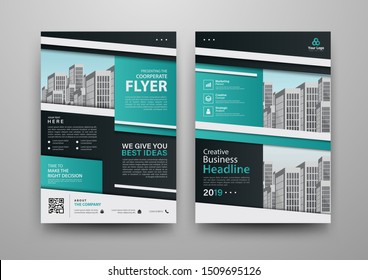 Business abstract vector template for Brochure, Annual Report, Magazine, Poster, Corporate Presentation, Portfolio, Flyer, Market, infographic with blue and black color size A4, Front and back.