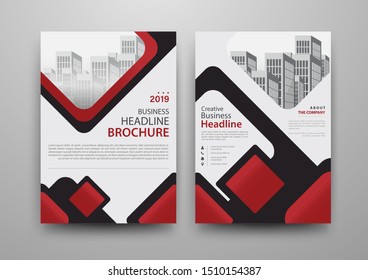 Business abstract vector template for Brochure, AnnualReport, Magazine, Poster, Corporate Presentation, Portfolio, Flyer, infographic with red and black color size A4, Front and back. Vector