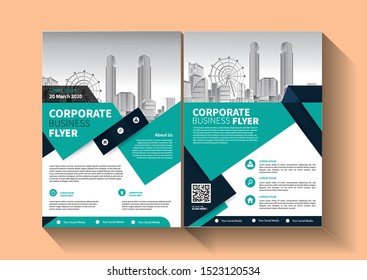 Business abstract vector template. Brochure design, cover modern layout, annual report, poster, flyer in A4 with colorful triangles, geometric shapes for tech, science, market with light background